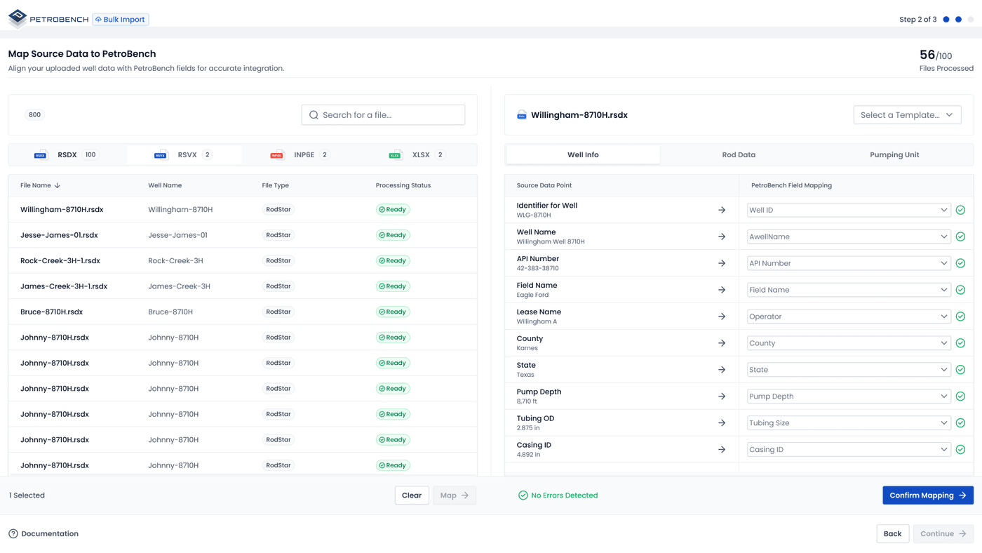 Screenshot: Legacy Data Import