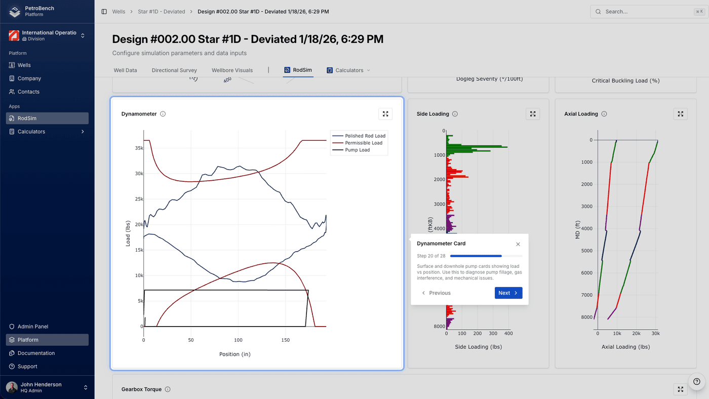 Tour step explaining dynamometer analysis